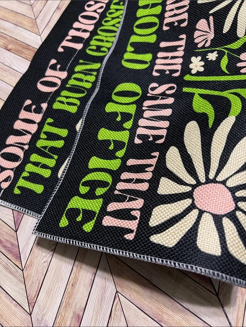 Black Graphic Flag or Tapestry with Pink & Lime Text